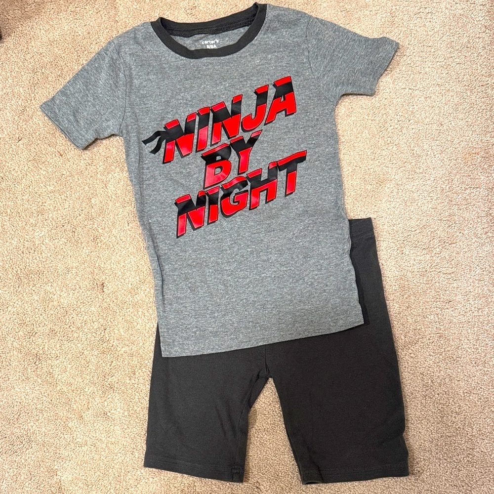Ninja By Night Kids Pajamas - Gray and Black